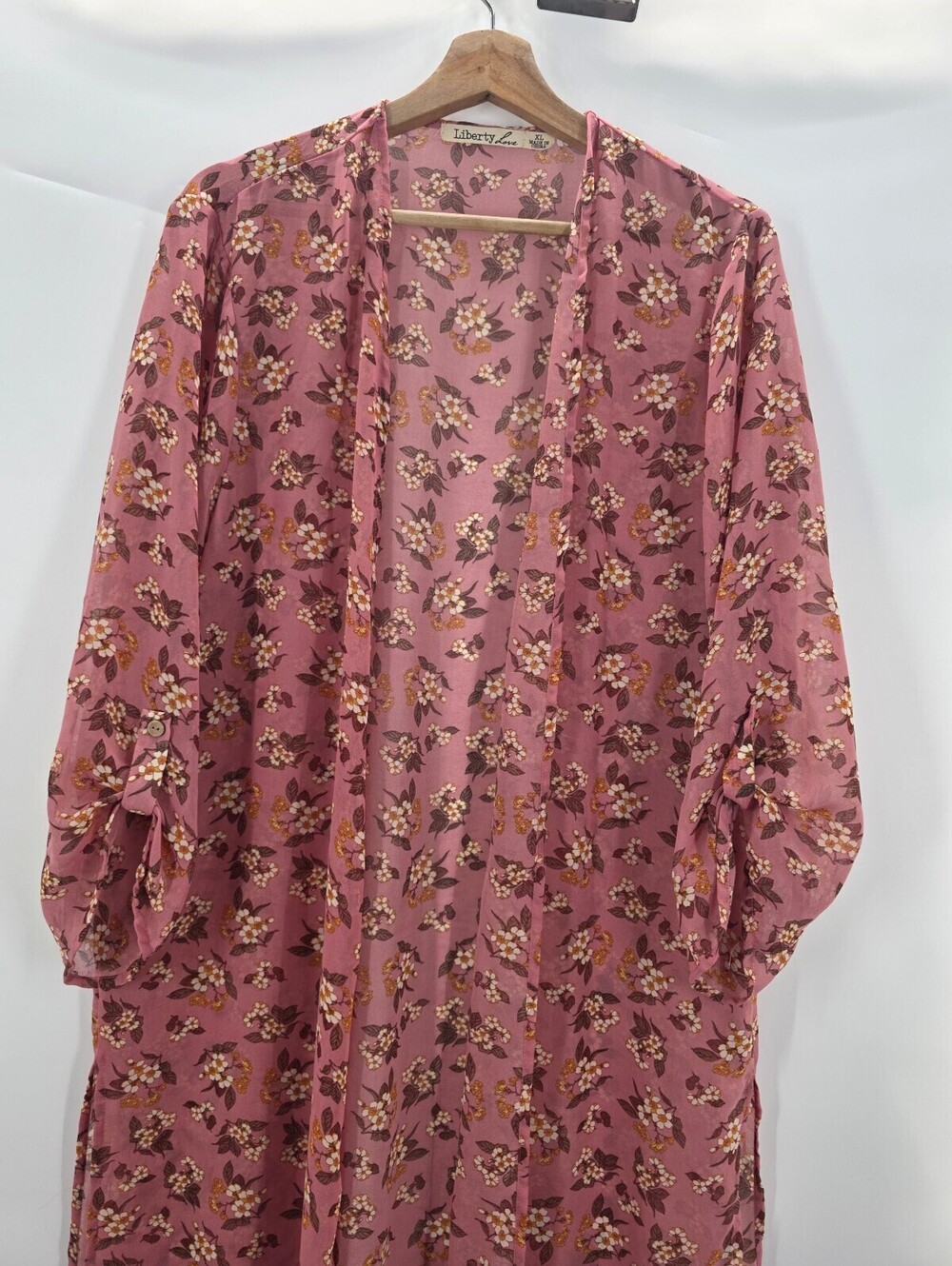 Liberty Love Pink Floral Lightweight Kimono Cardigan XL